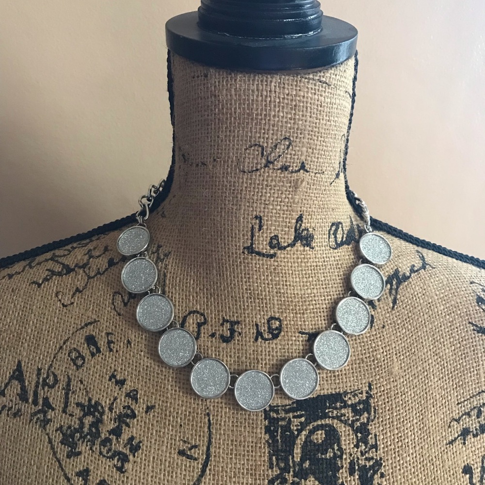 New York & Co Silver, Glittery Statement Necklace